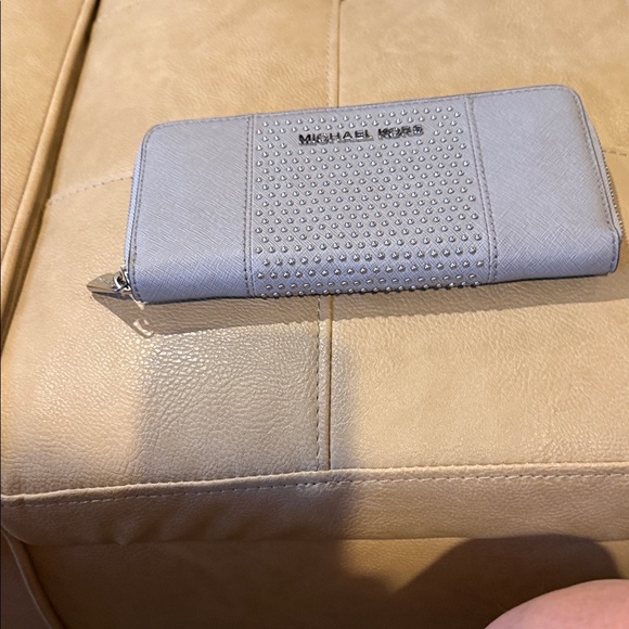 Michael Kors Handbags - Michael Kors Light Gray Studded Key & Card Holder wallet 8 by 4